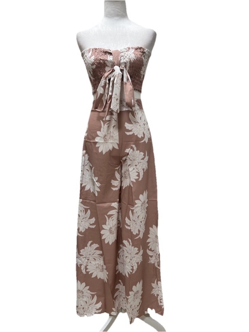 Impressions Mimosa Sipping Floral Two-Piece Tie-Front Wide Leg Pantsuit L NIP - Picture 2 of 13